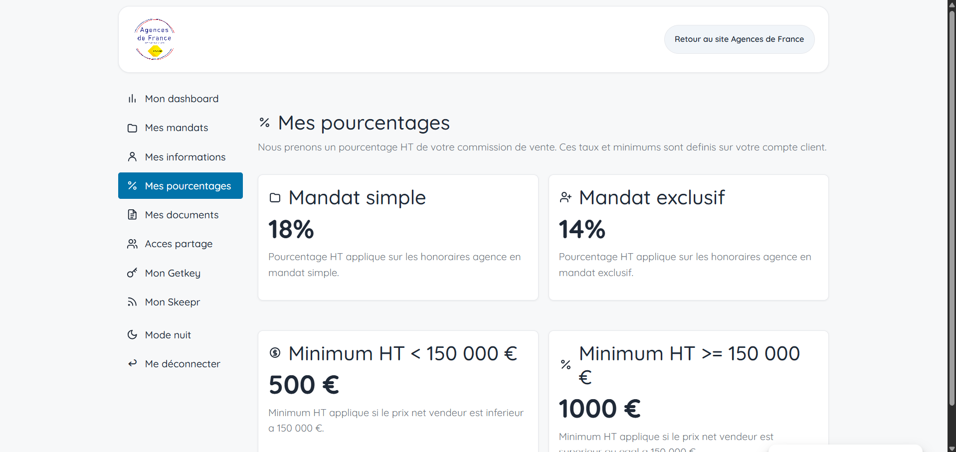 Pourcentages client