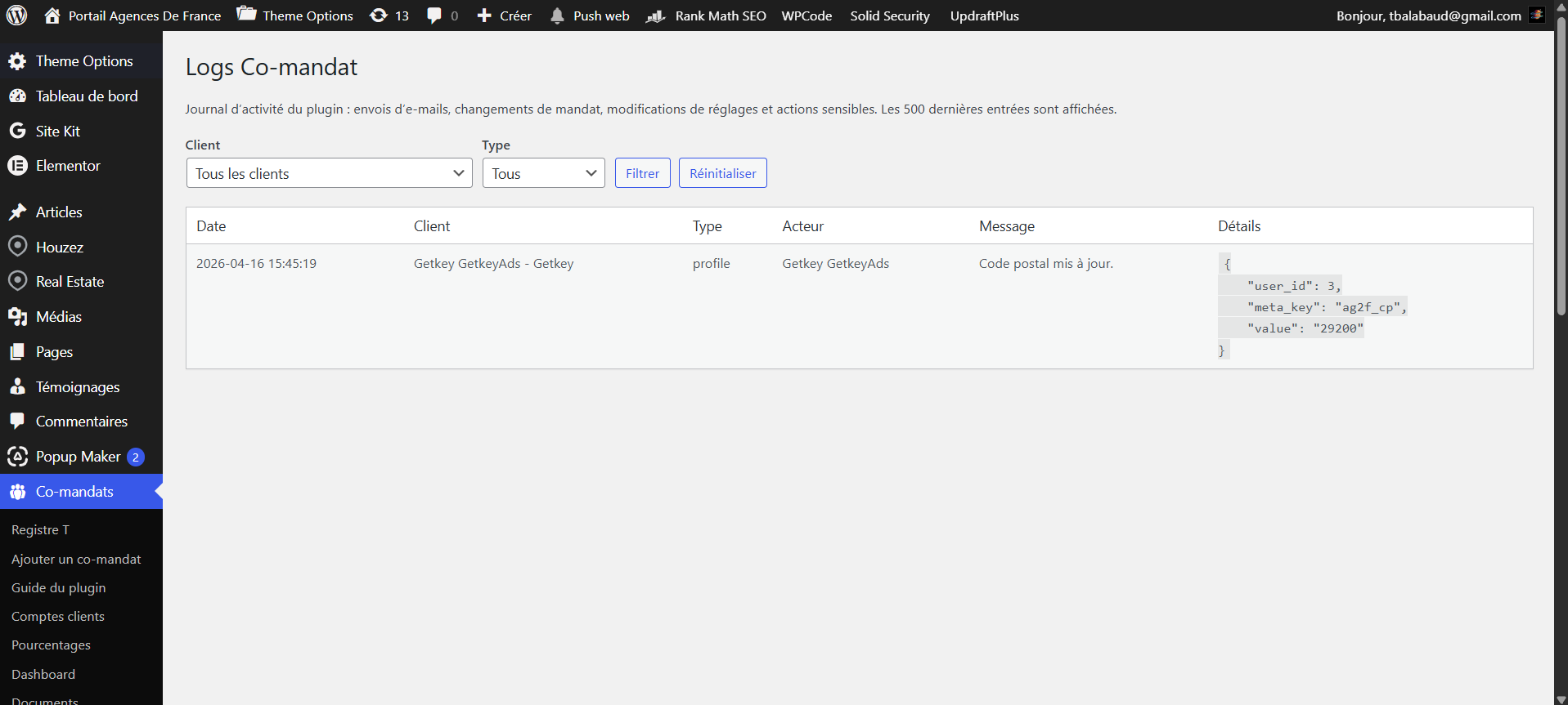 Logs du plugin