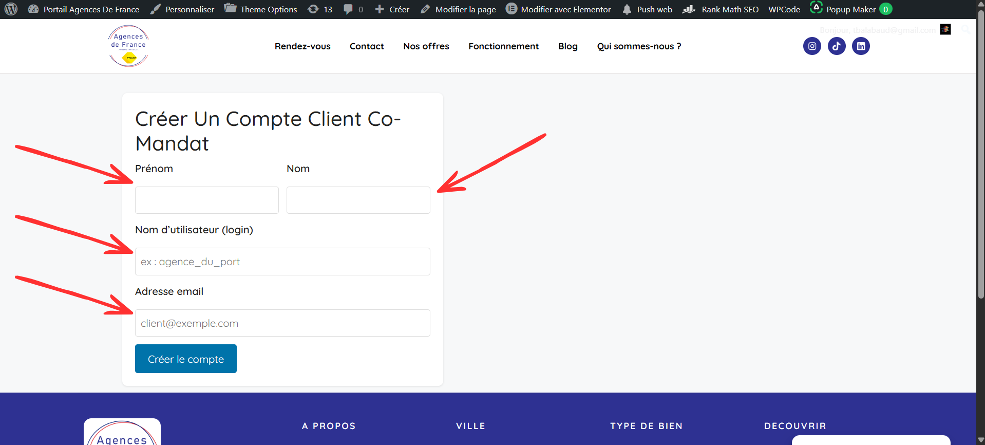 Formulaire d’invitation client