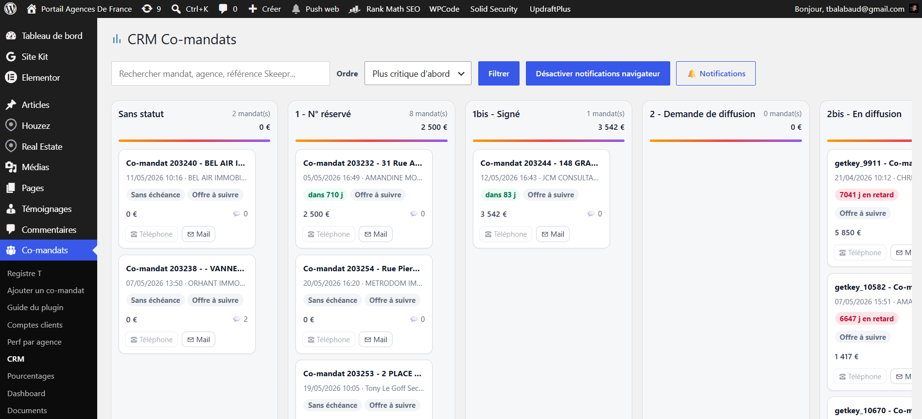 Pipeline CRM des co-mandats