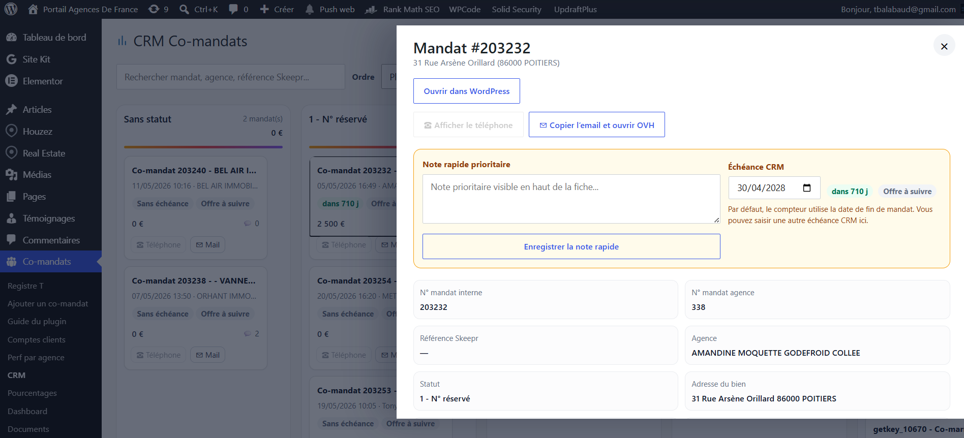 Fiche mandat dans le CRM
