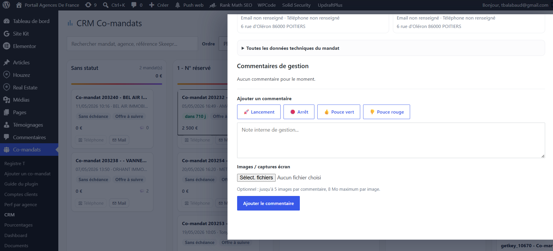 Commentaires internes dans le CRM